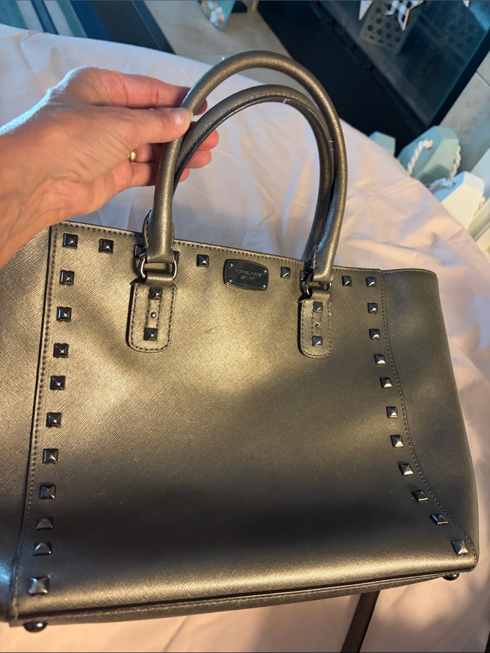 Michael Kors Metallic Bronze Studded Satchel